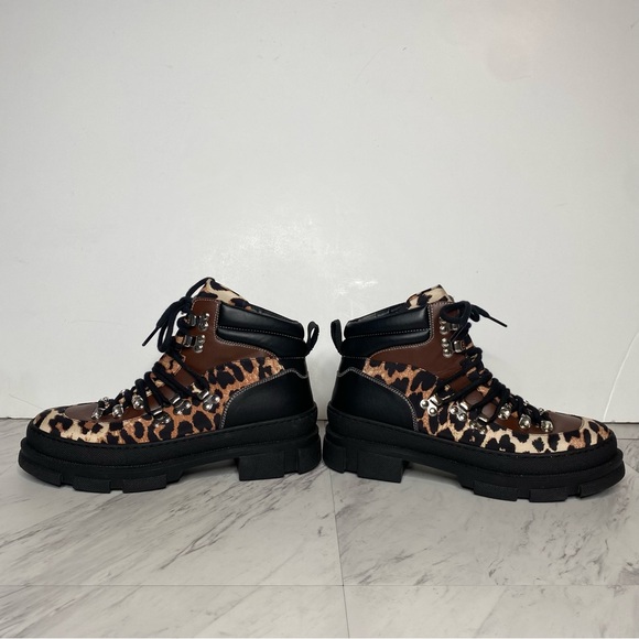 Ganni Leopard Lace Up Hiker Boot 39 - Picture 7 of 15